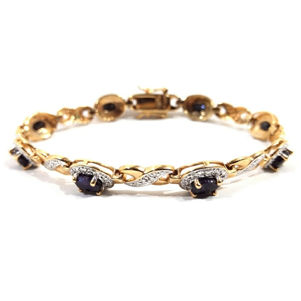 Vintage Sapphire and Diamond Gold 925 Bracelet